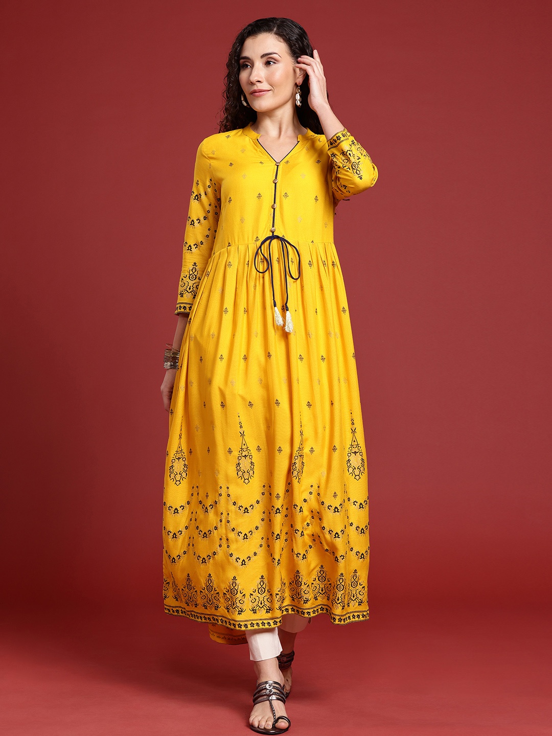 

Anouk Women Ethnic Motifs Printed Anarkali Kurta, Yellow