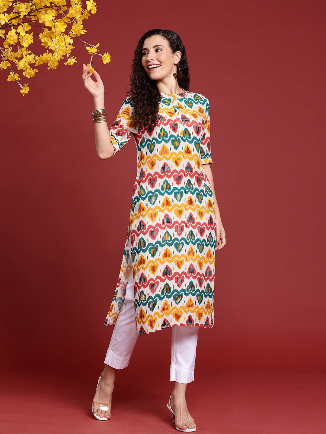 Anouk Women Printed Straight Kurta, Multi