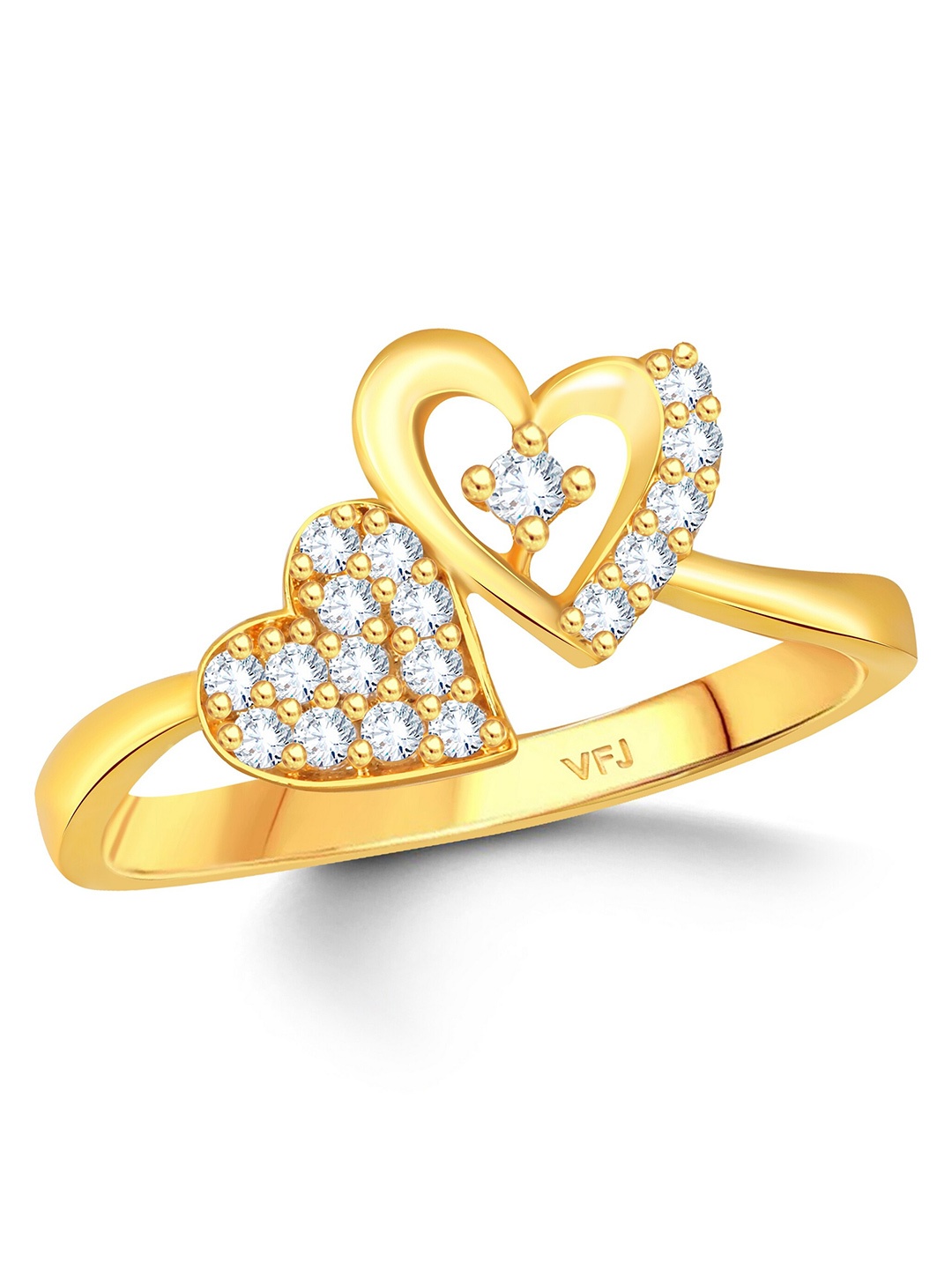 

Vighnaharta Gold-Plated CZ-Studded Adjustable Finger Ring