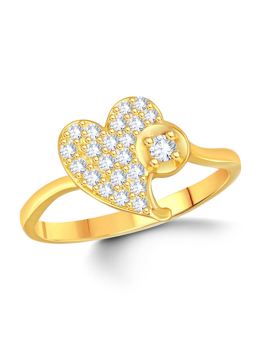 Vighnaharta Gold-Plated CZ-Studded Adjustable Finger Ring