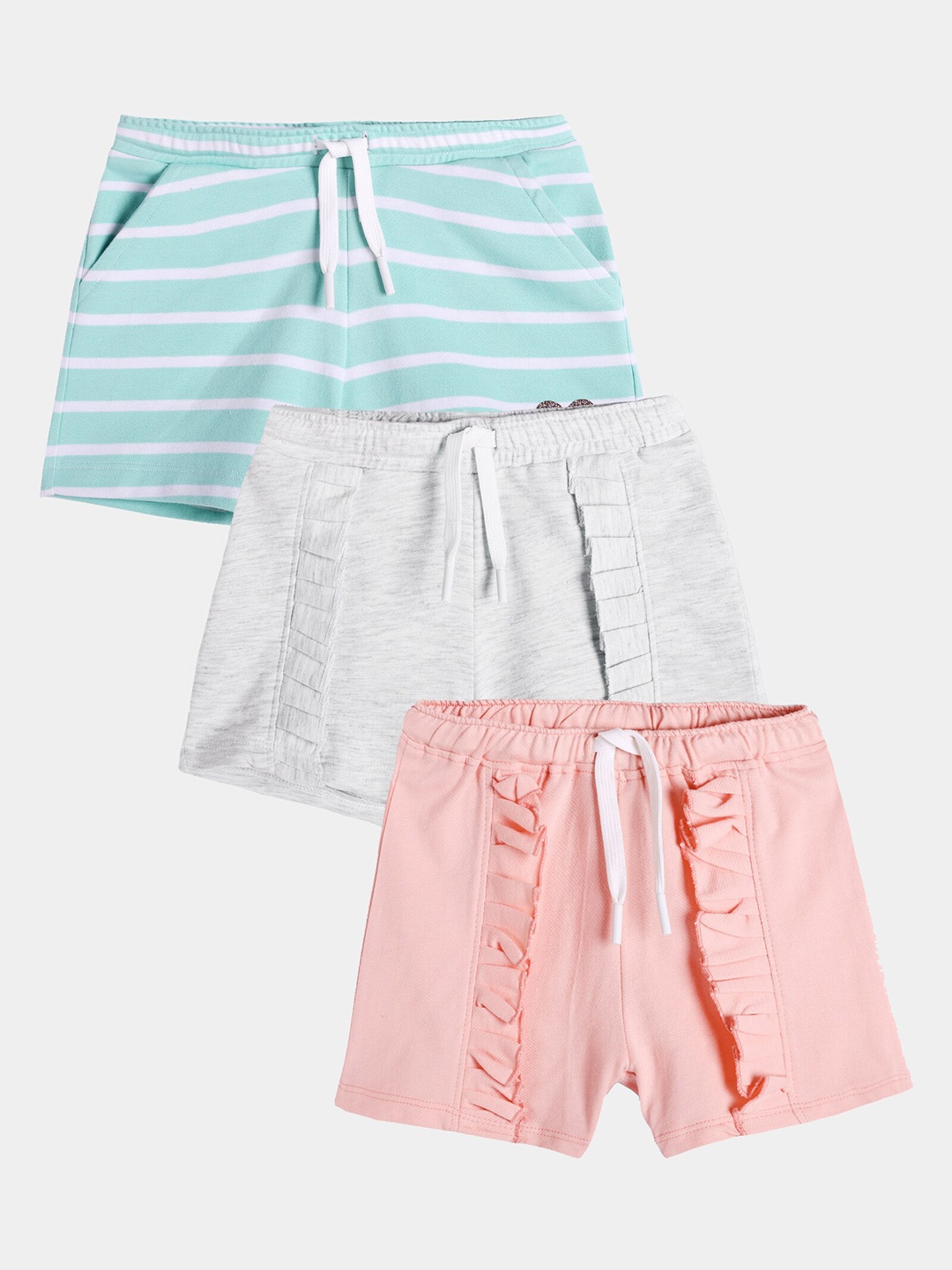 

Anthrilo Girls Pack of 3 Lightweight Cotton Shorts, Grey