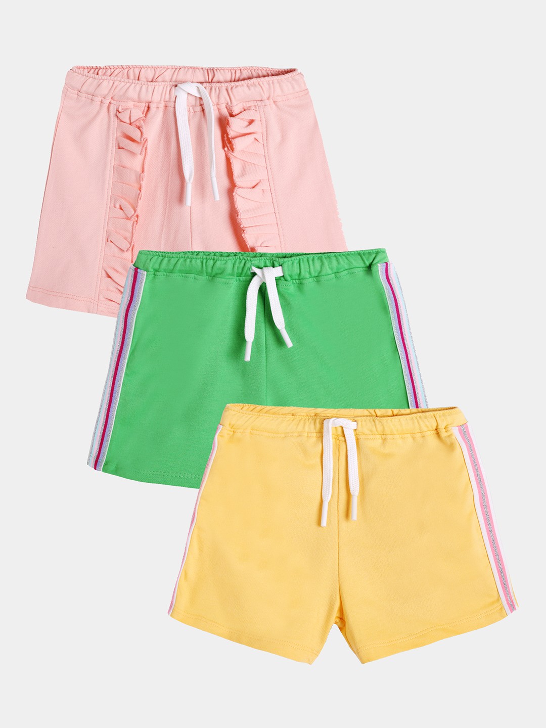 

Anthrilo Girls Pack Of 3 Regular Shorts, Green