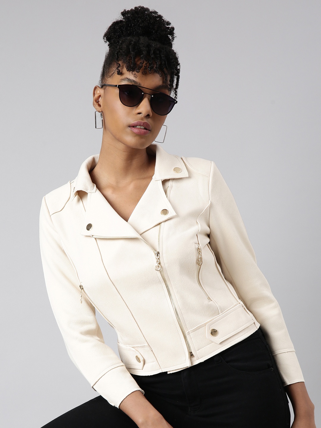 

SHOWOFF Lapel Collar Tailored Jacket, Cream