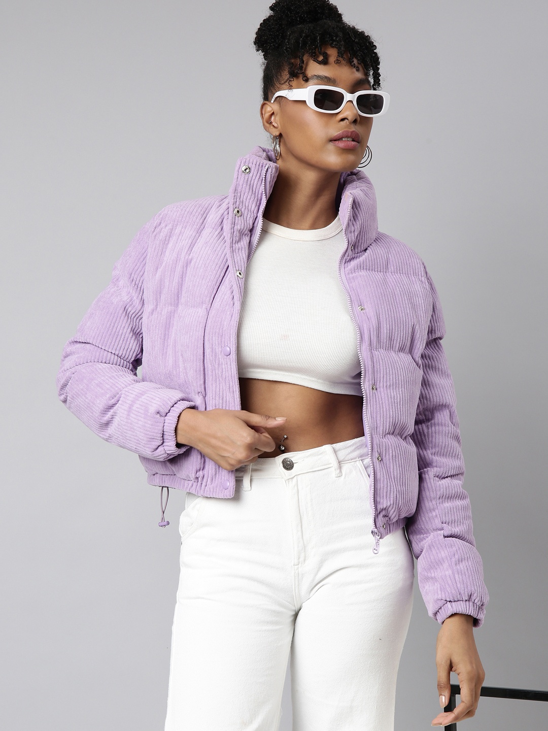 

SHOWOFF Mock Collar Windcheater Padded Jacket, Lavender