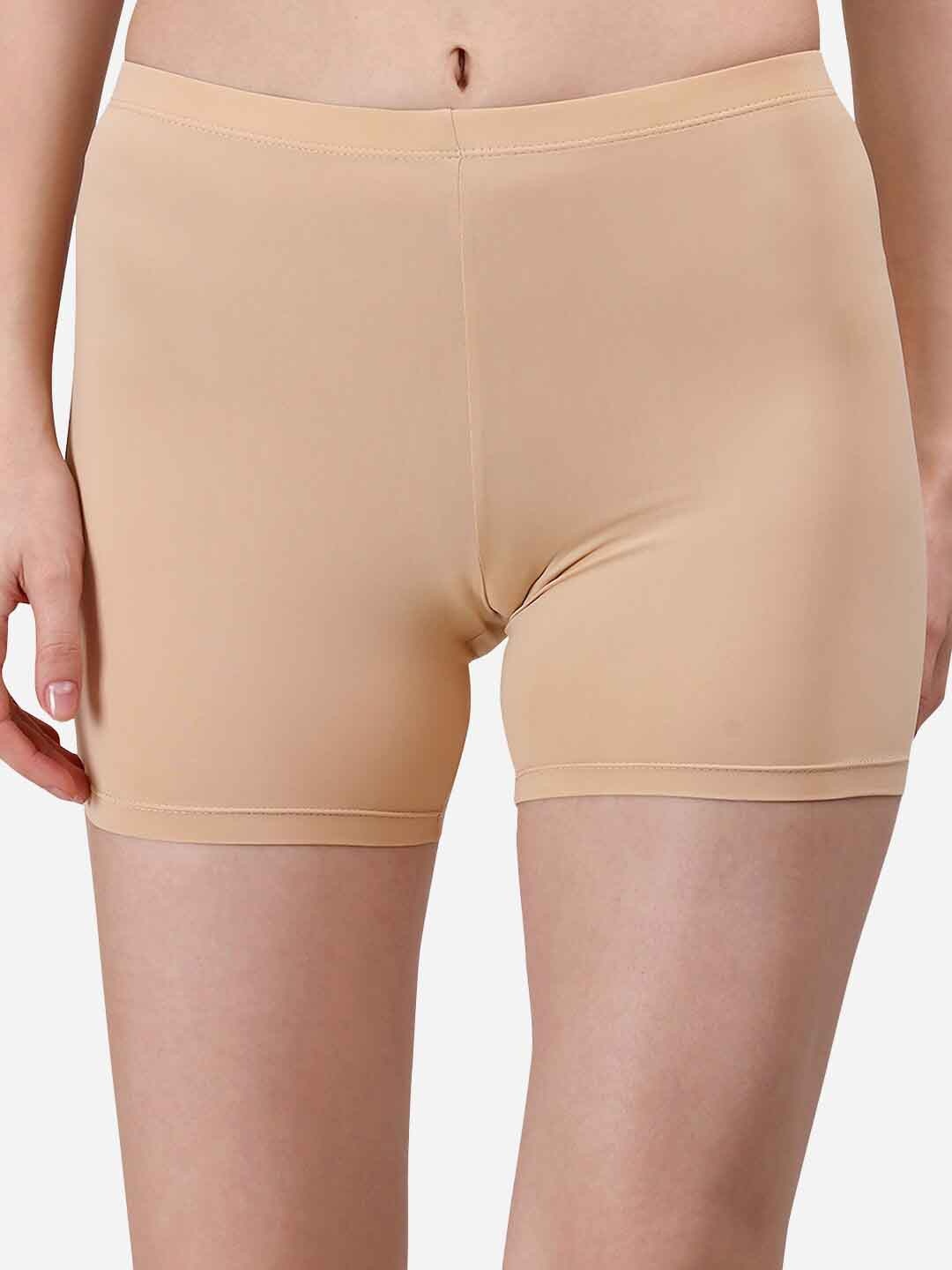 

Soie Women Mid-Rise Skinny Fit Cycling Shorts, Beige