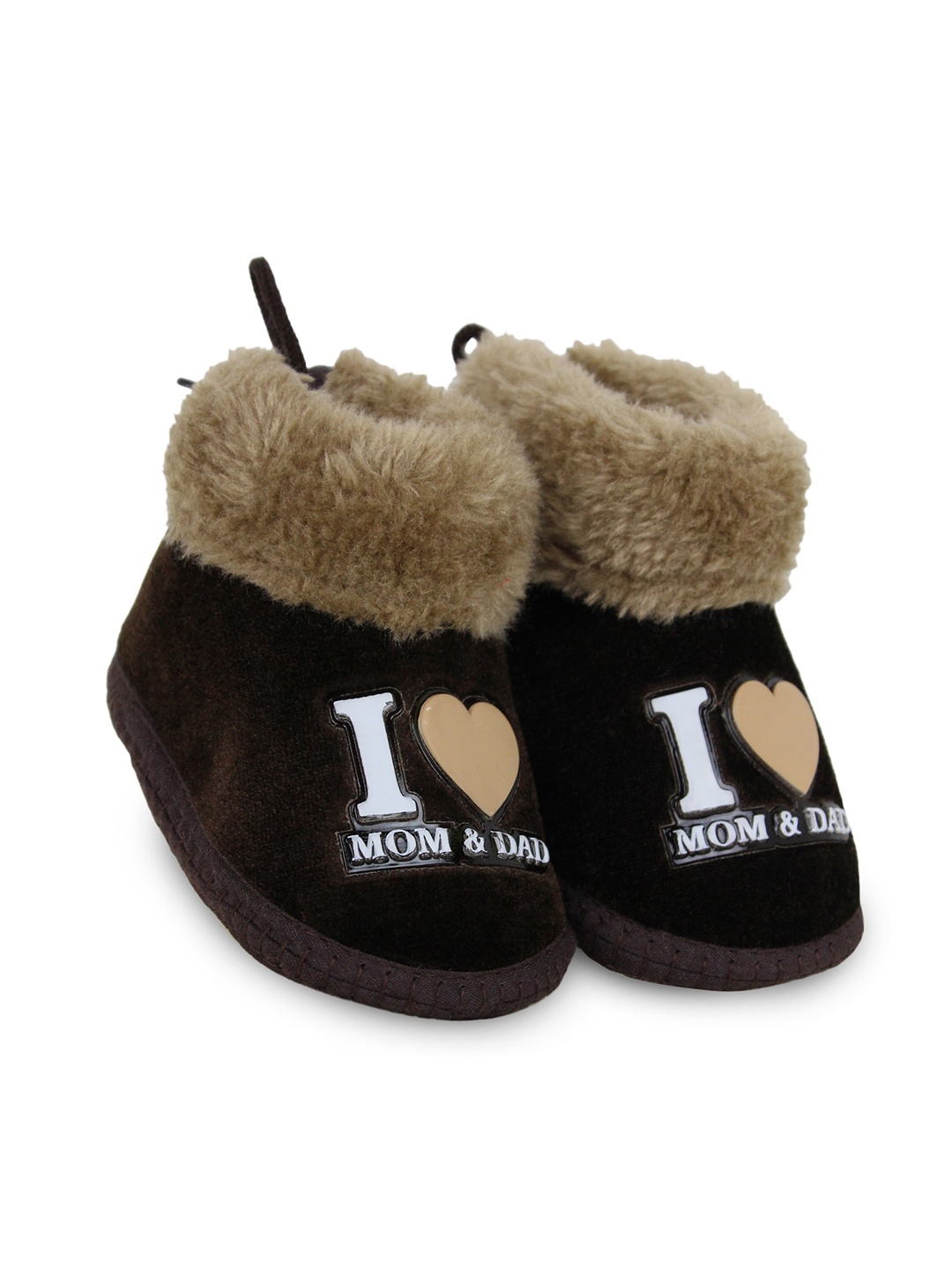 

BAESD Infants Printed Cotton Booties, Brown
