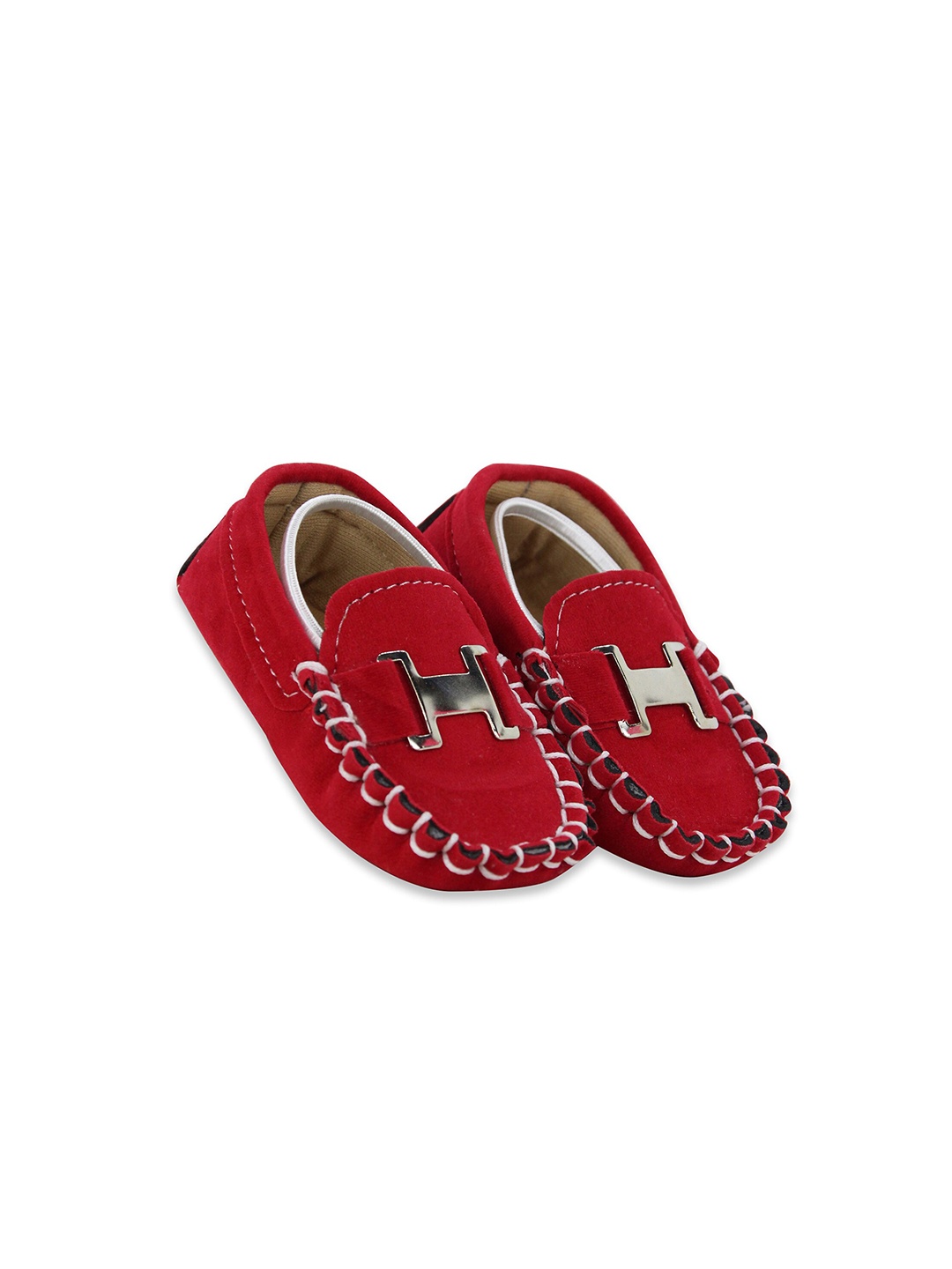 

BAESD Infants Boys Self-Design Cotton Loafers Booties, Red