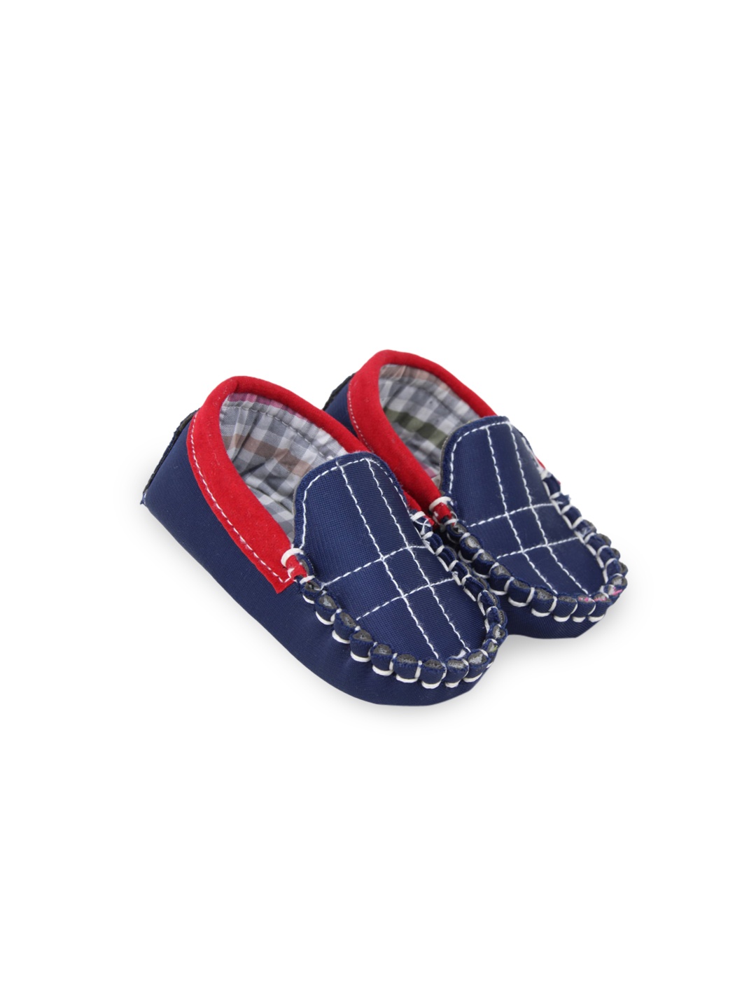 

BAESD Infant Boys Checked Cotton Loafer Booties, Navy blue