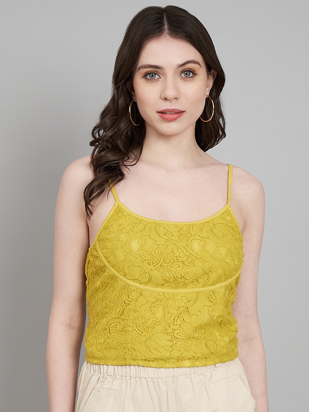 

Amagyaa Self Design Cotton Top, Mustard