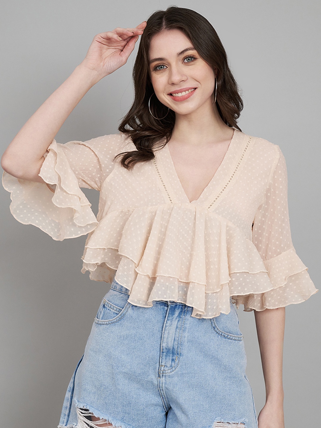 

Amagyaa Chiffon Crop Top, Peach