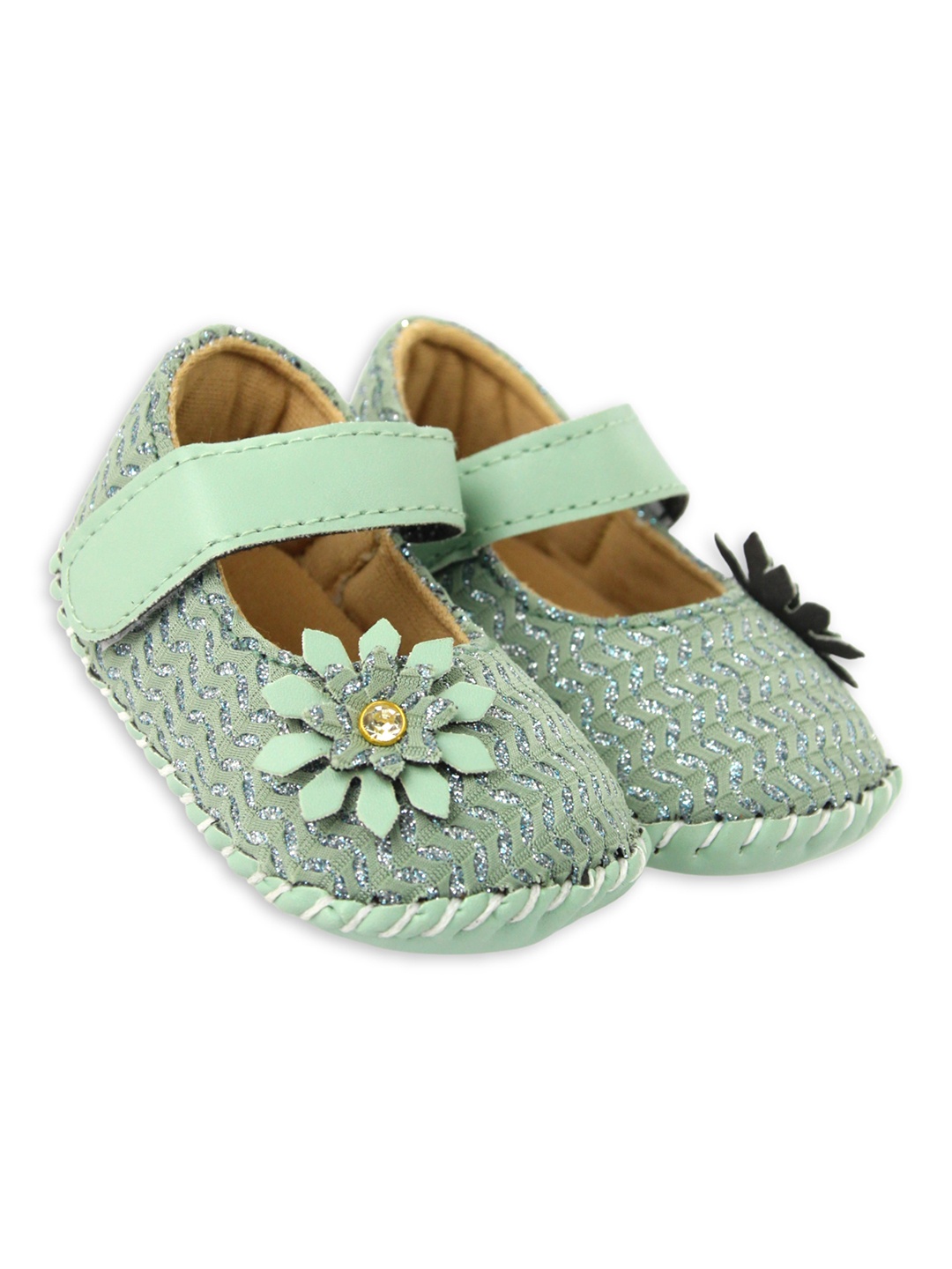 

BAESD Infant Girls Textured Embellished Detail Booties, Green