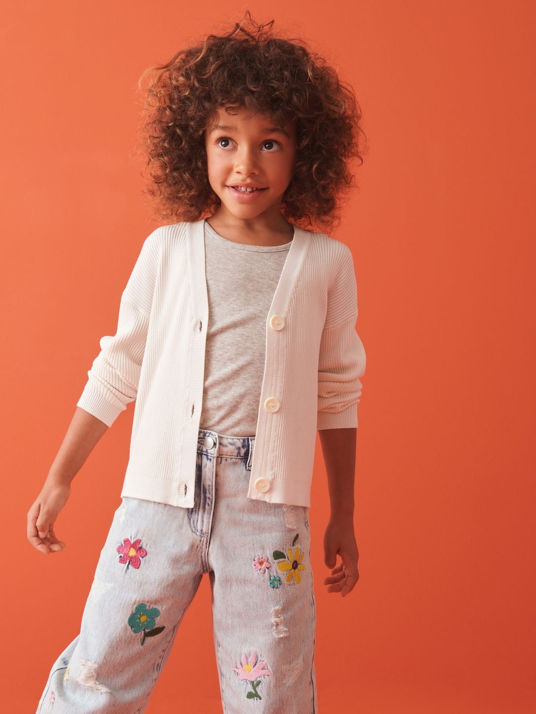 

NEXT Girls Ribbed Cardigan, Cream