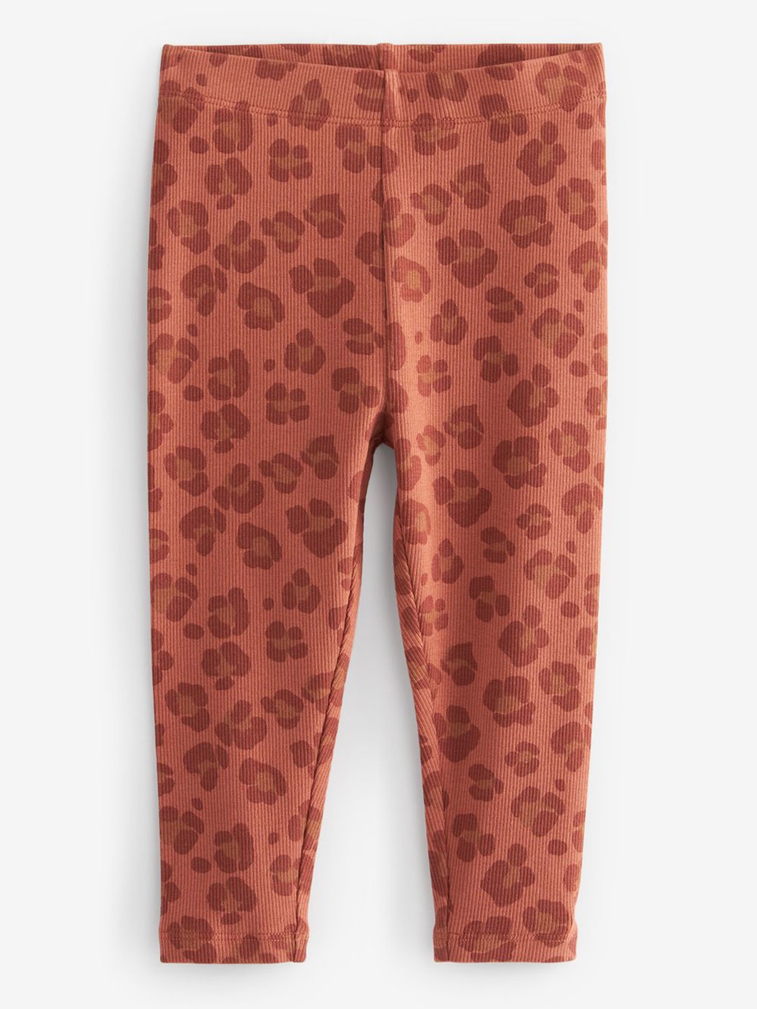 

NEXT Girls Ribbed Printed Leggings, Rust
