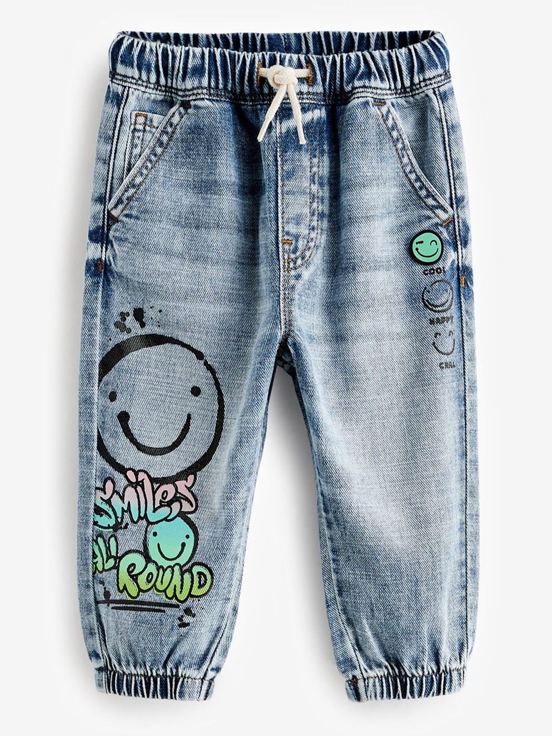 

NEXT Infant Boys Heavy Fade Printed Pure Cotton Jogger Jeans, Blue