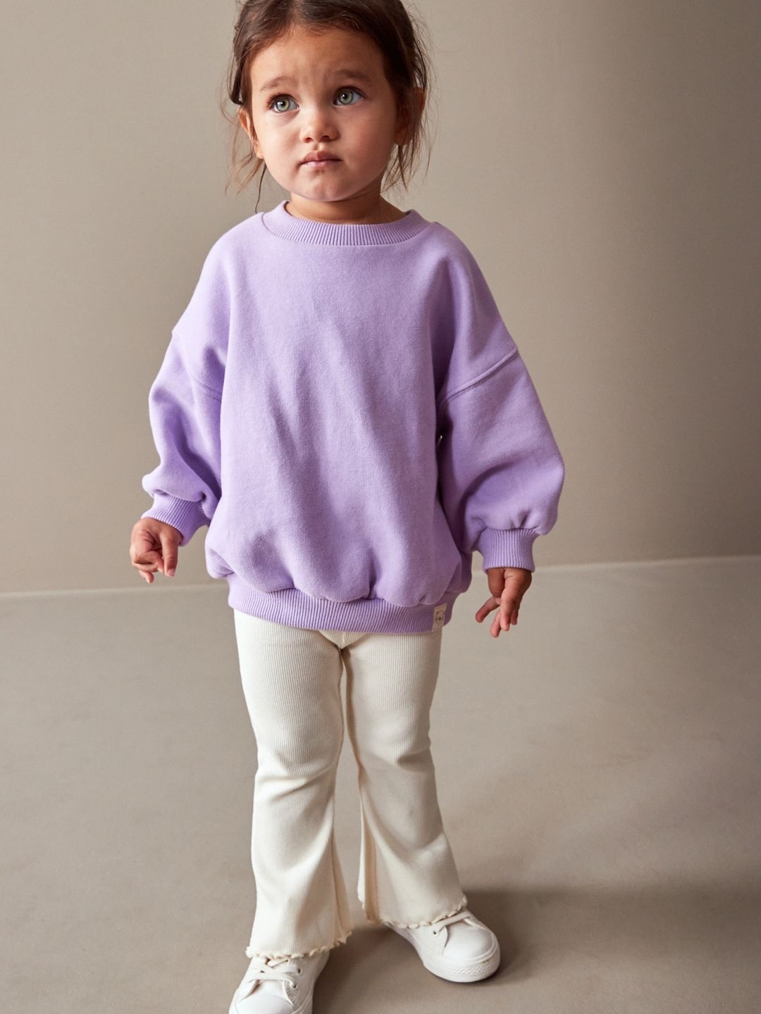 

NEXT NEXT Girls Ribbed Bootcut Trousers, Cream
