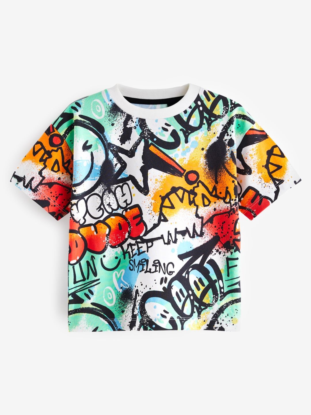 

NEXT Boys GRAFFITI Printed Pure Cotton T-shirt, Multi