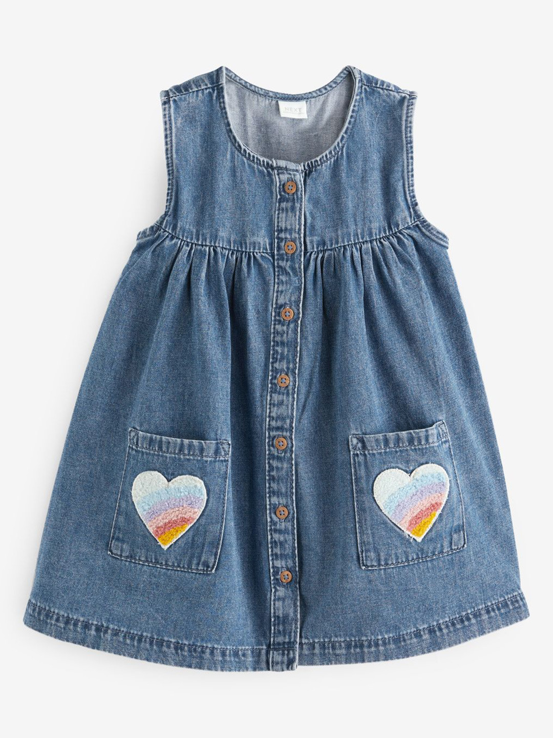 

NEXT Infant Girls Pure Cotton Denim Empire Dress, Blue