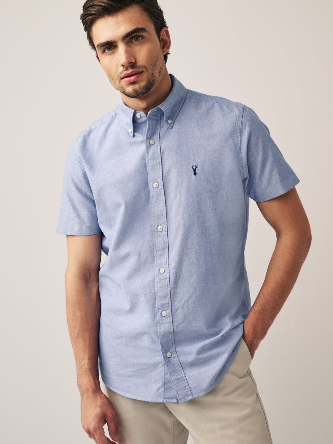 

NEXT Pure Cotton Slim Fit Opaque Casual Shirt, Blue