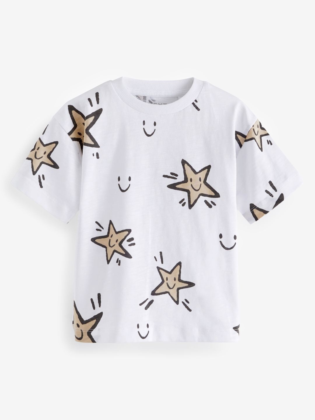 

NEXT Boys Printed Drop-Shoulder Sleeves Pure Cotton T-shirt, White