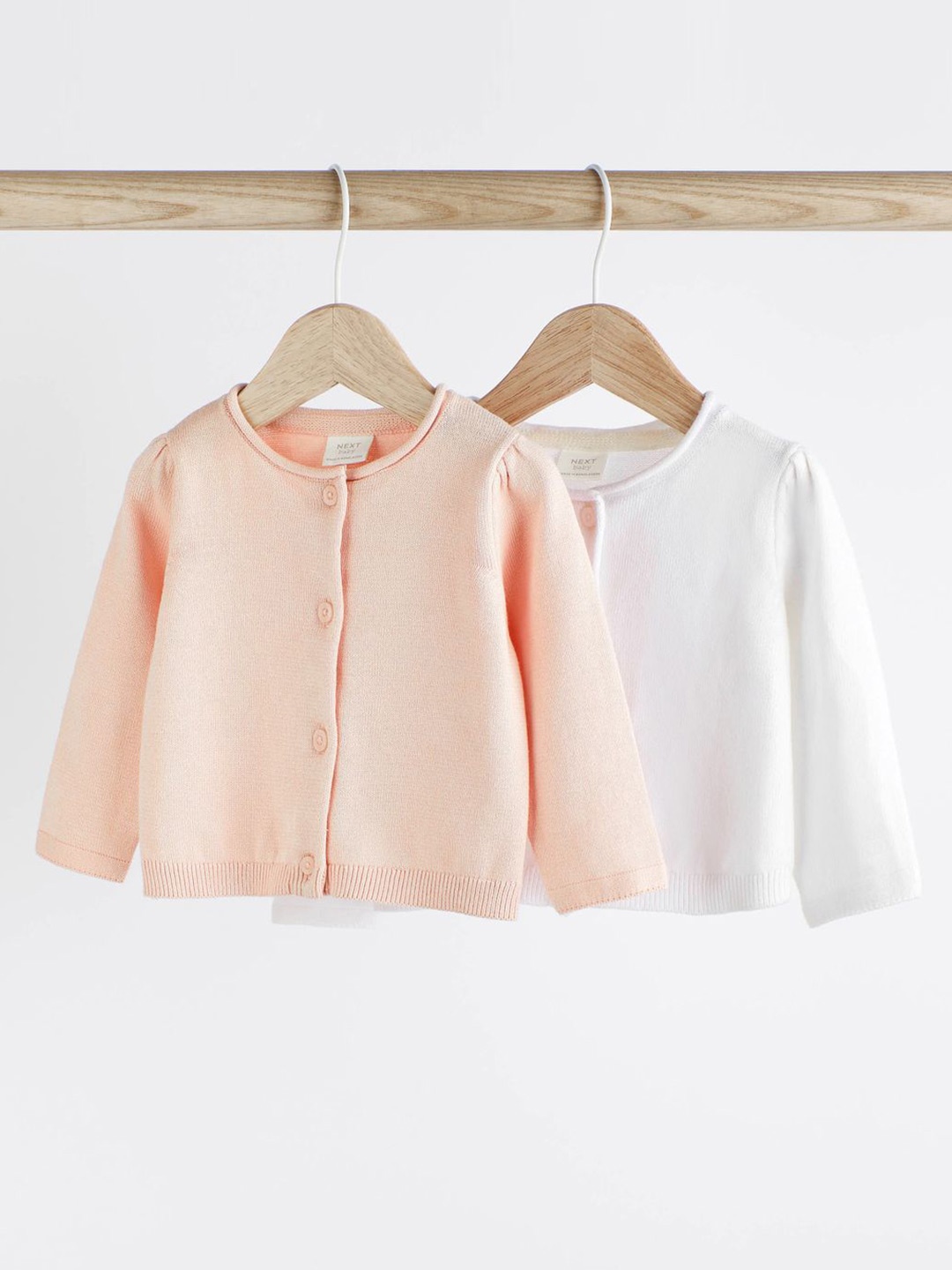 

NEXT Girls Set of 2 Ribbed Cardigans, Peach