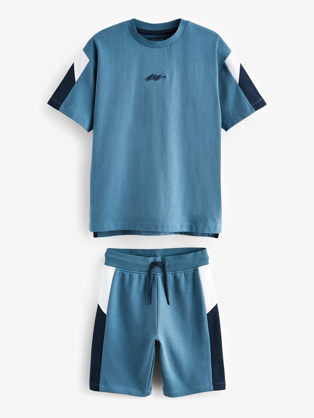 

NEXT Boys Pure Cotton T-shirt with Shorts, Blue