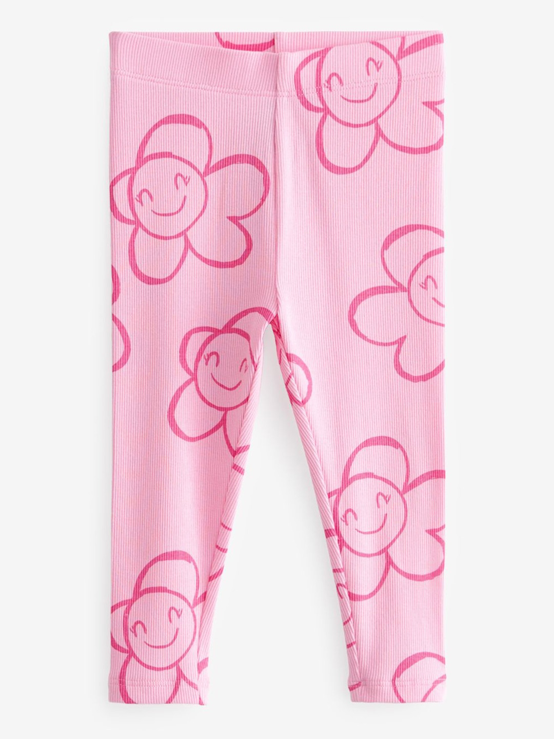 

NEXT Girls Ribbed Printed Leggings, Pink
