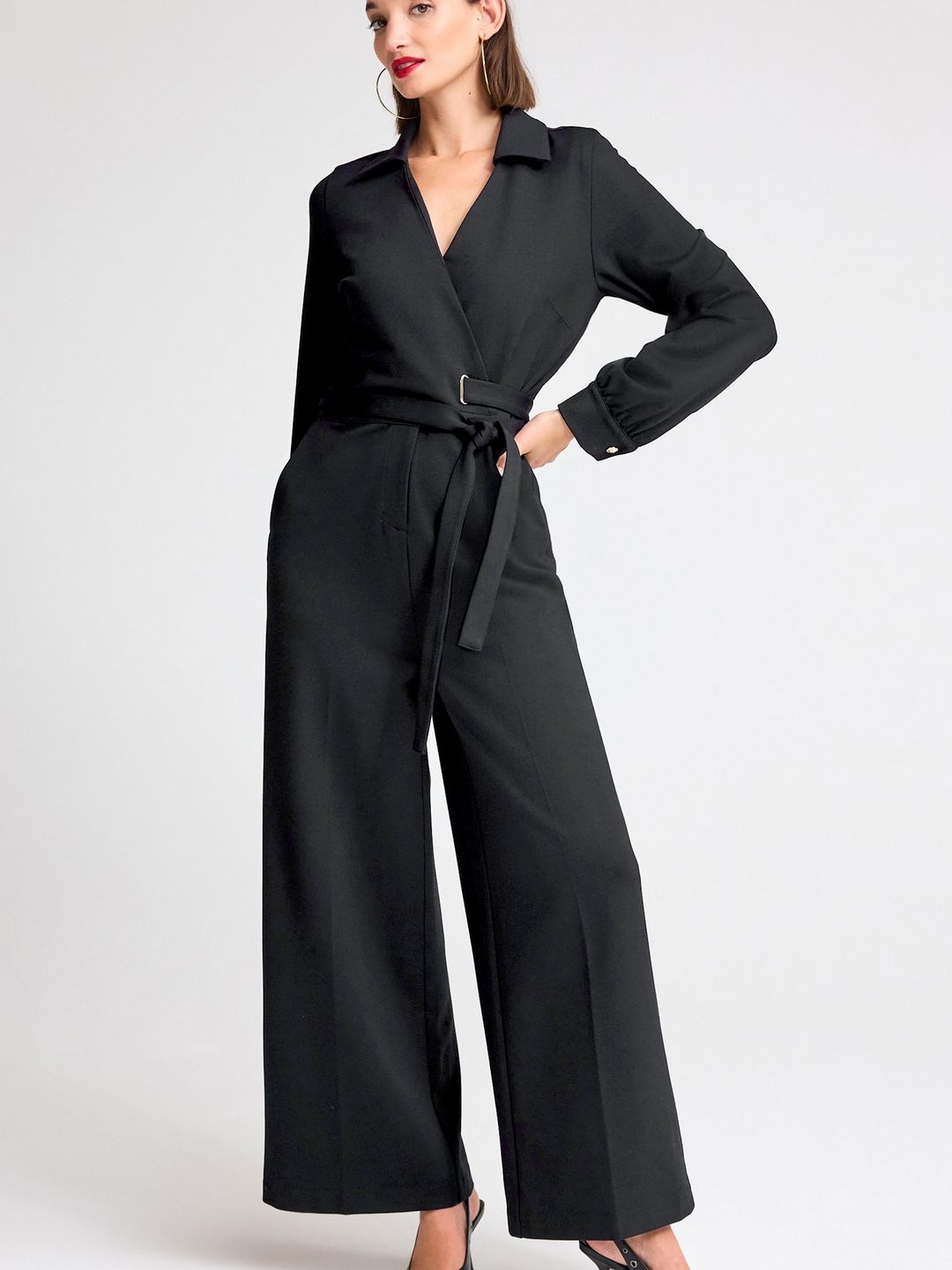

NEXT Waist Tie-Up Basic Jumpsuit, Black
