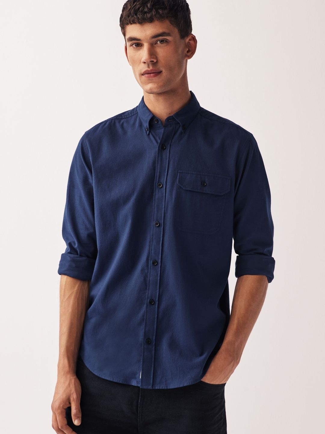 

NEXT Pure Cotton Opaque Casual Shirt, Navy blue