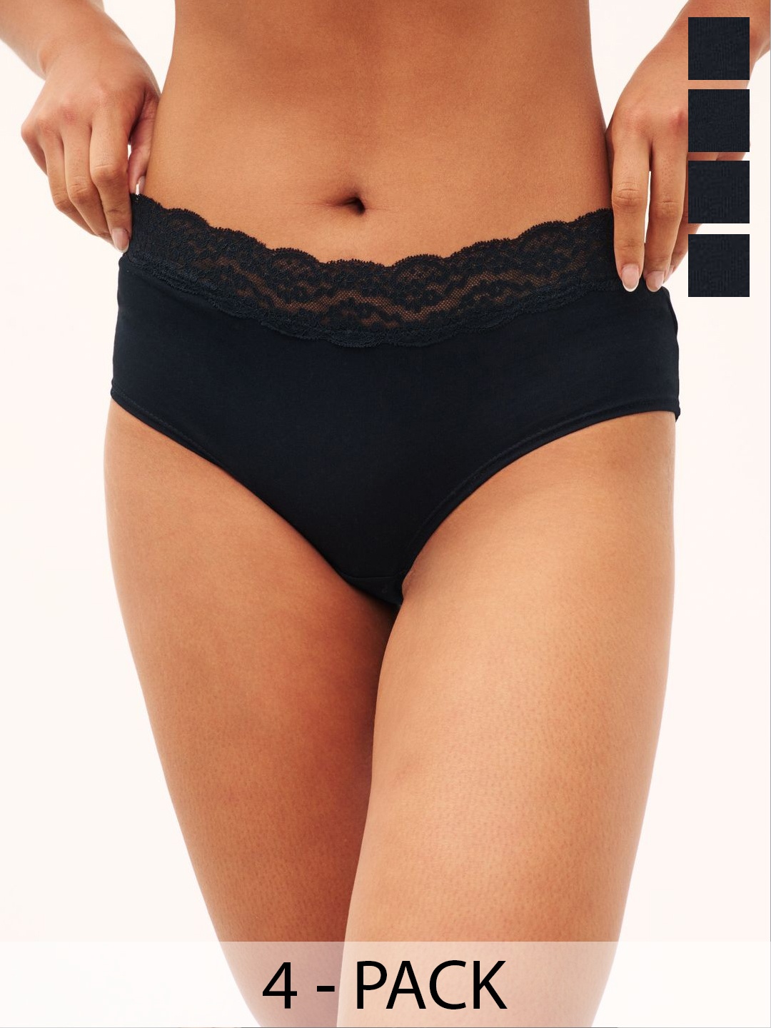

NEXT Women Pack Of 4 Lace Hipster Briefs D54790, Black