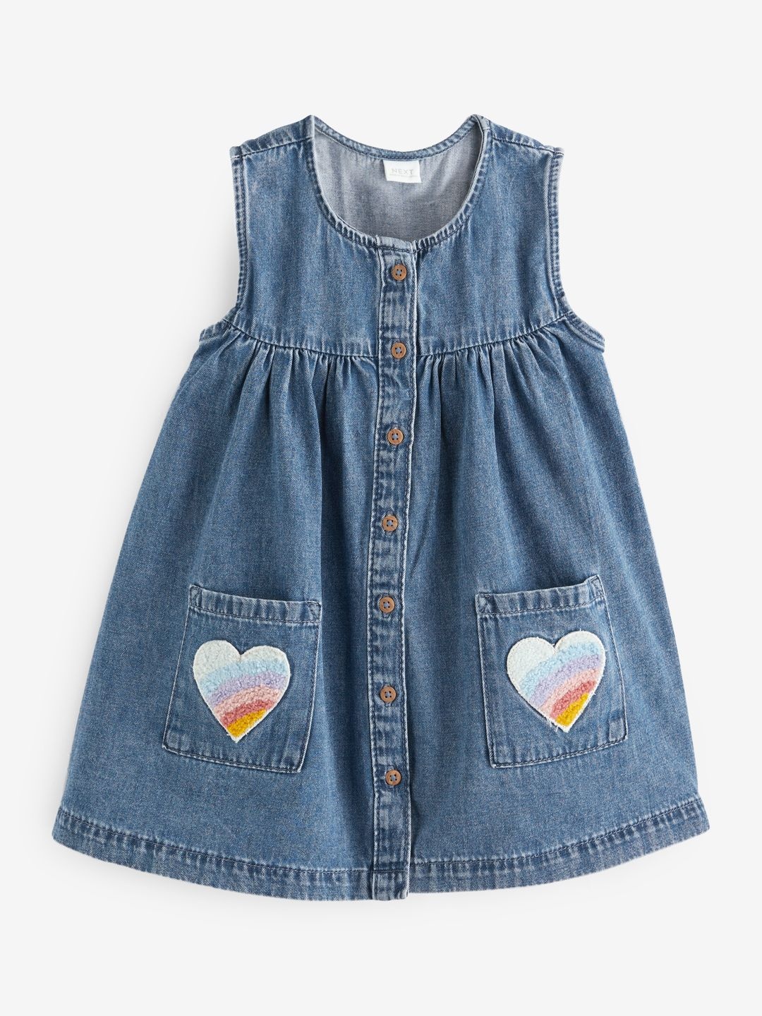 

NEXT Denim Washed A-Line Dress, Blue