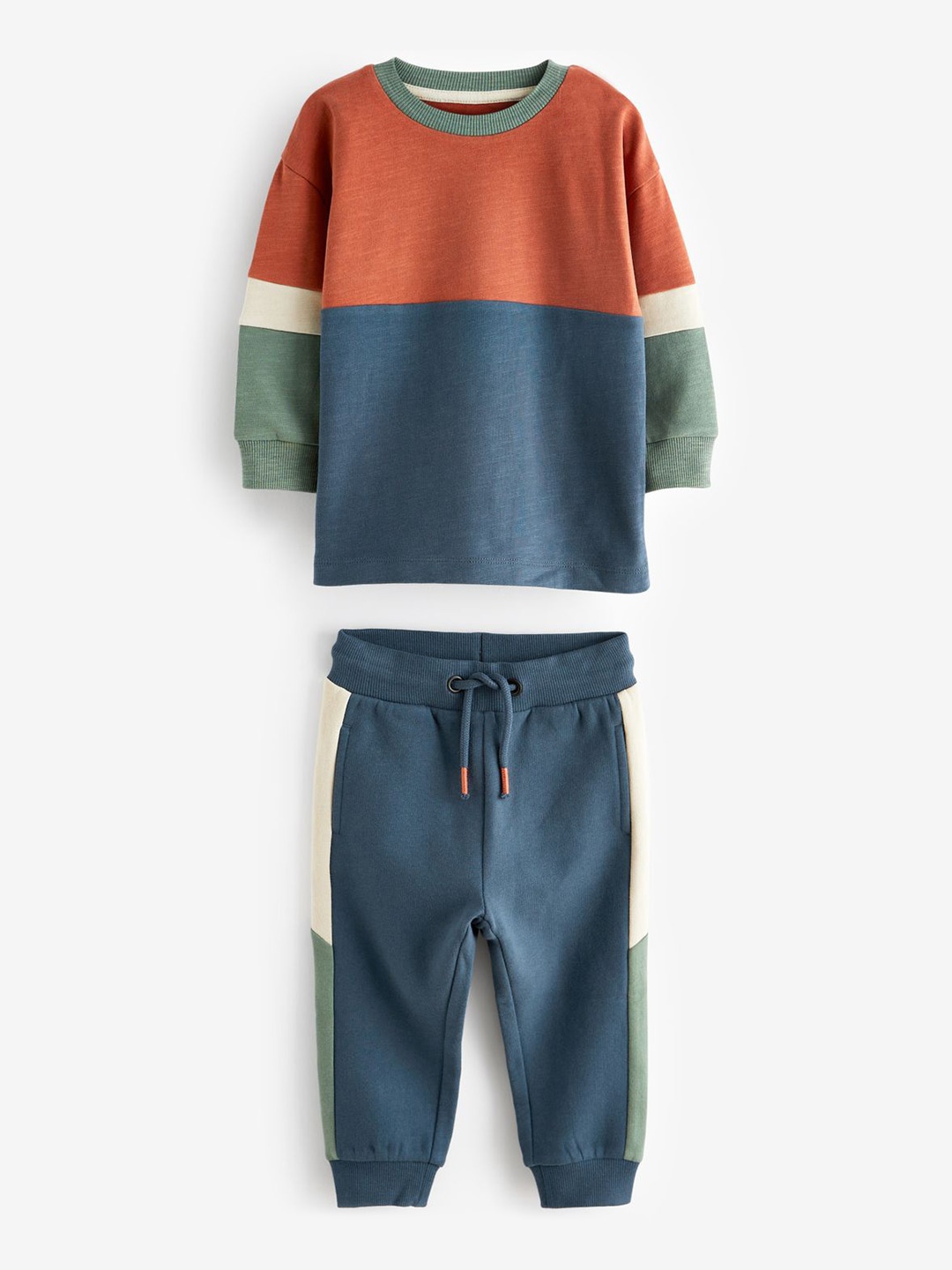 

NEXT Boys Colourblocked Pure Cotton T-shirt with Shorts, Multi
