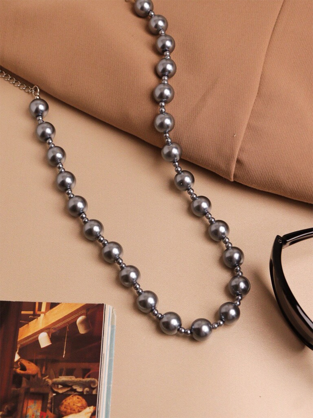 

CURIO COTTAGE Gold-Plated Pearl Beaded Statement Necklace