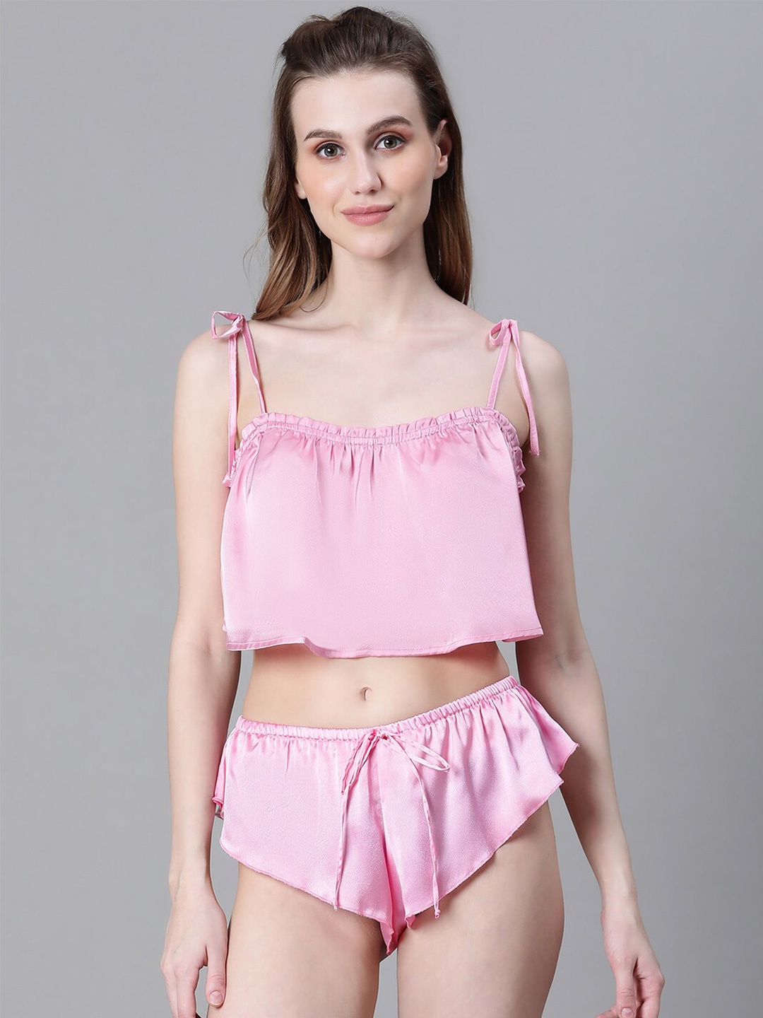 

Oxolloxo Satin Cami Top & Panty Set, Pink
