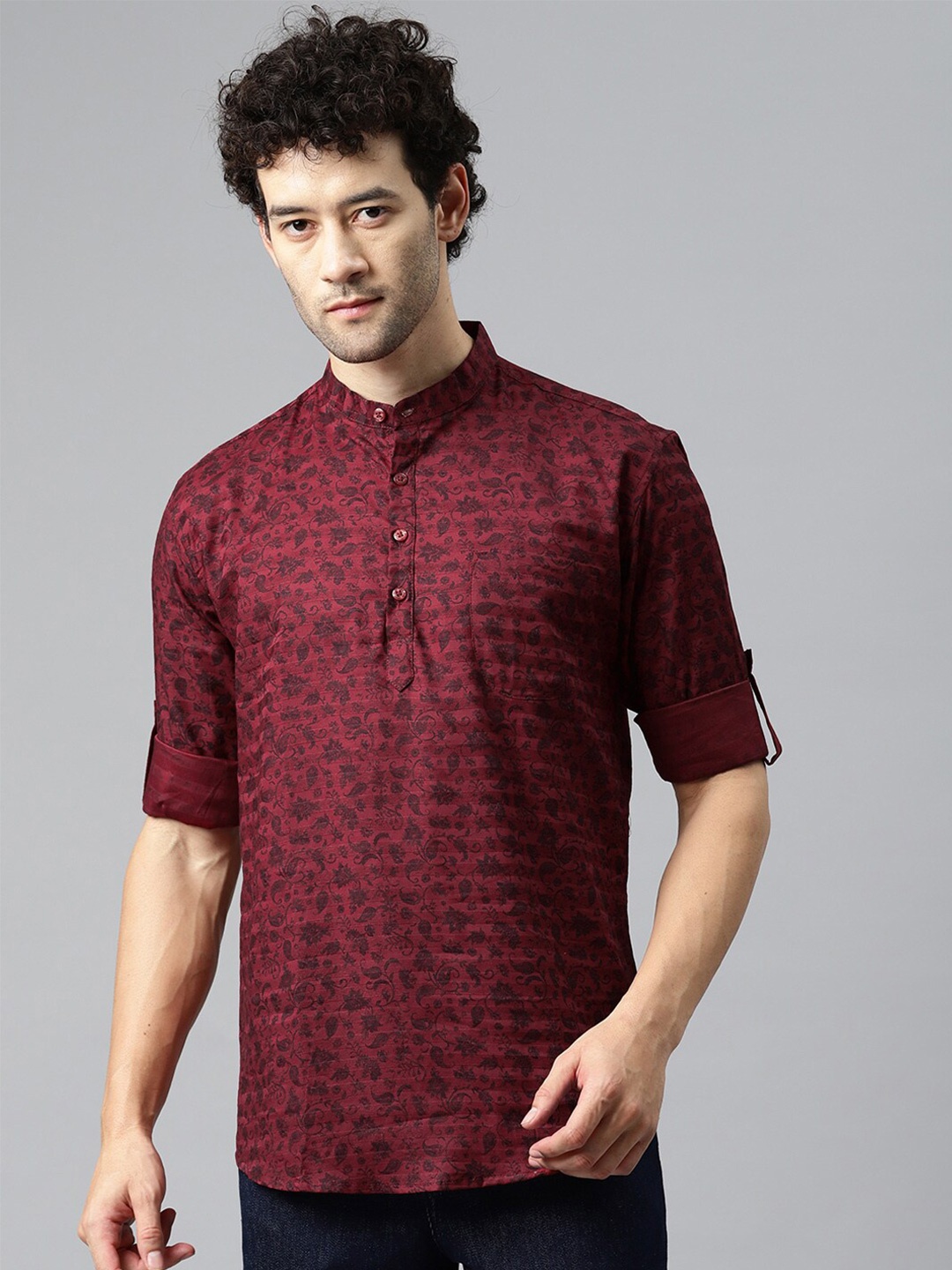 

Majestic Man Short & Stylish Cotton classic kurta, Maroon