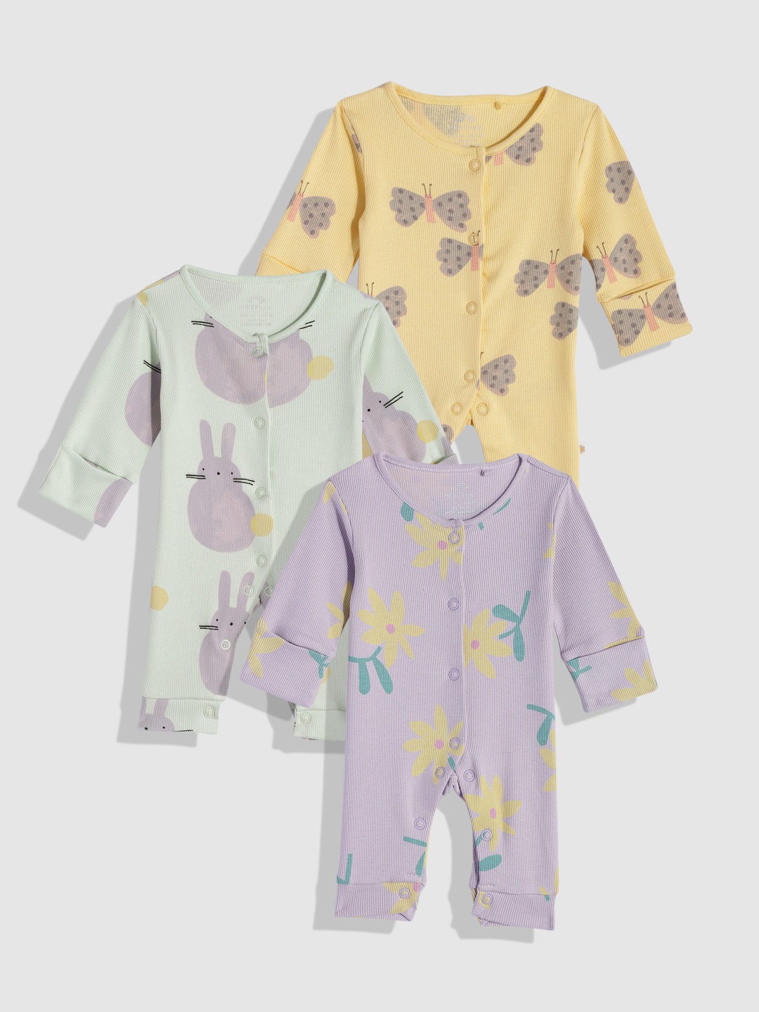 

NEXT Infant Girls Pack of 2 Knitted Printed Rompers, Yellow