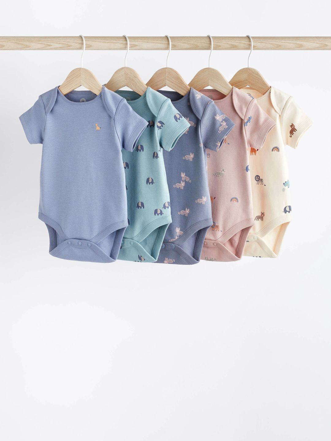 

NEXT Infant Boys Pack of 5 Pure Cotton Bodysuits, Blue