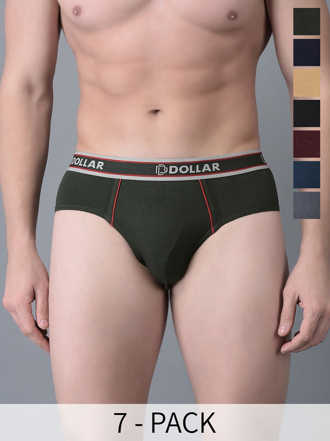 

Dollar Bigboss Men Solid Pack of 7 Anti-Microbial Super Combed Cotton Brief, Assorted