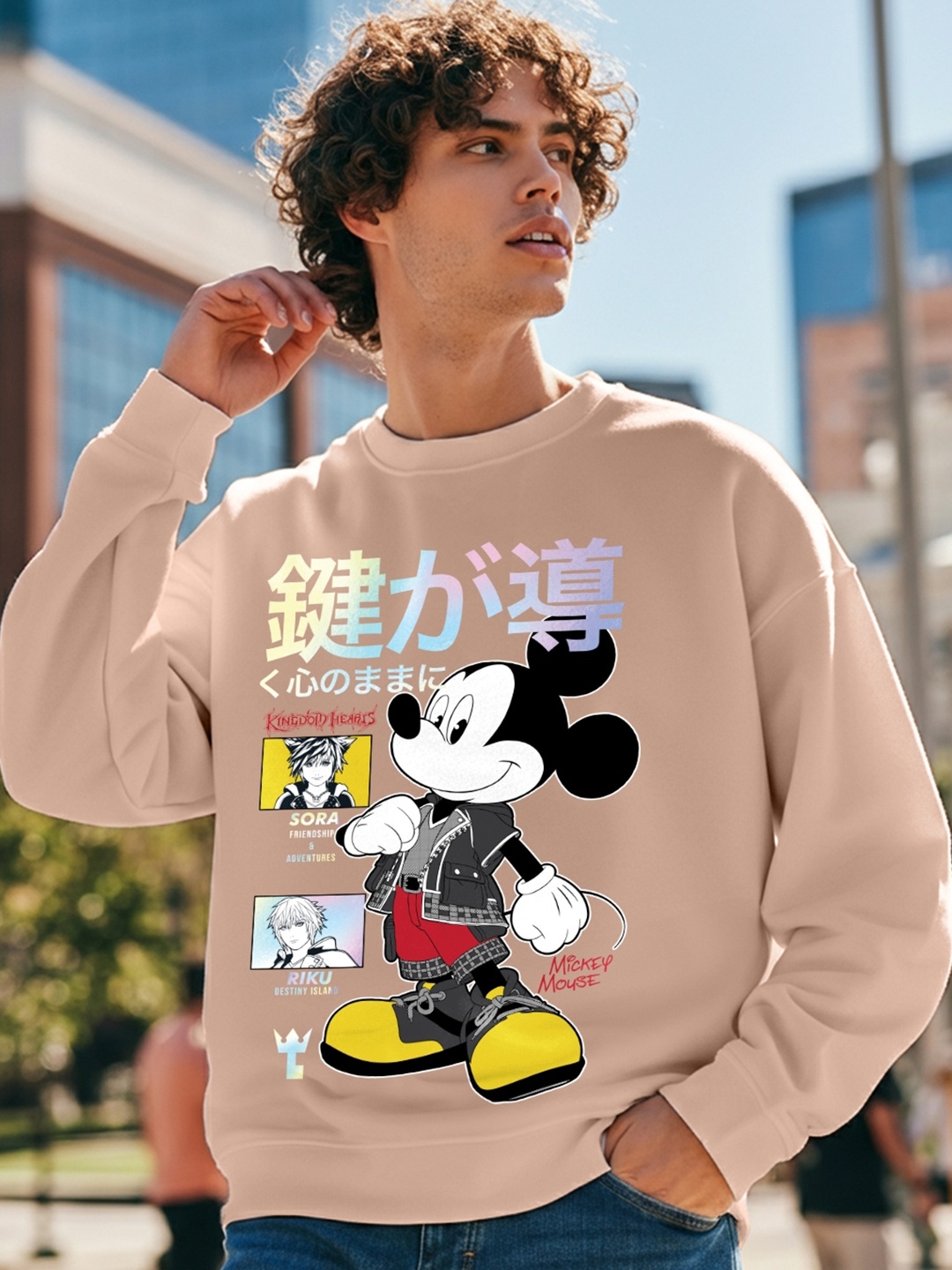 

Bewakoof Brown Mickey Printed Fleece Sweatshirt