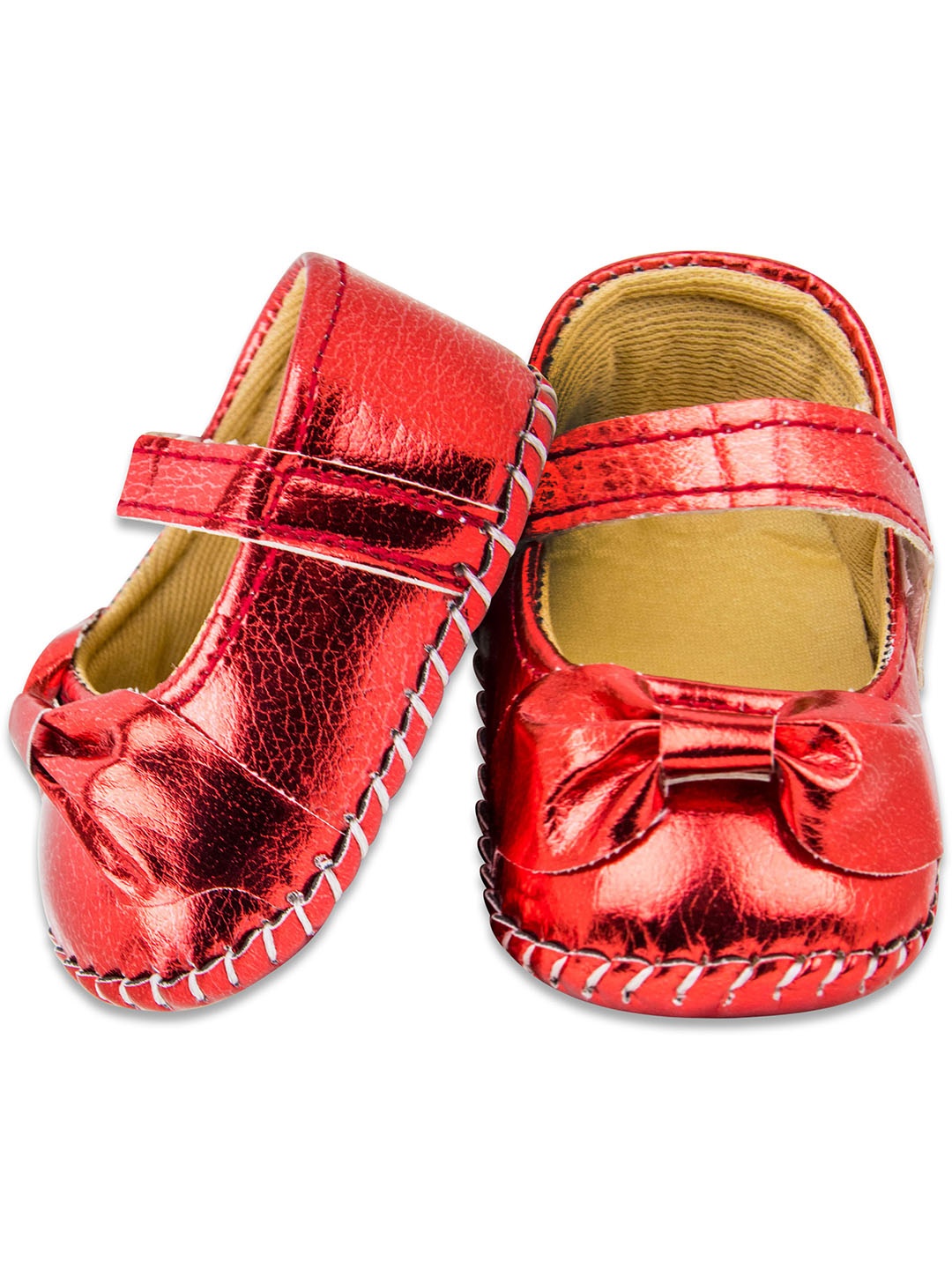 

BAESD Infants Girls Textured Bow Detail Booties, Red