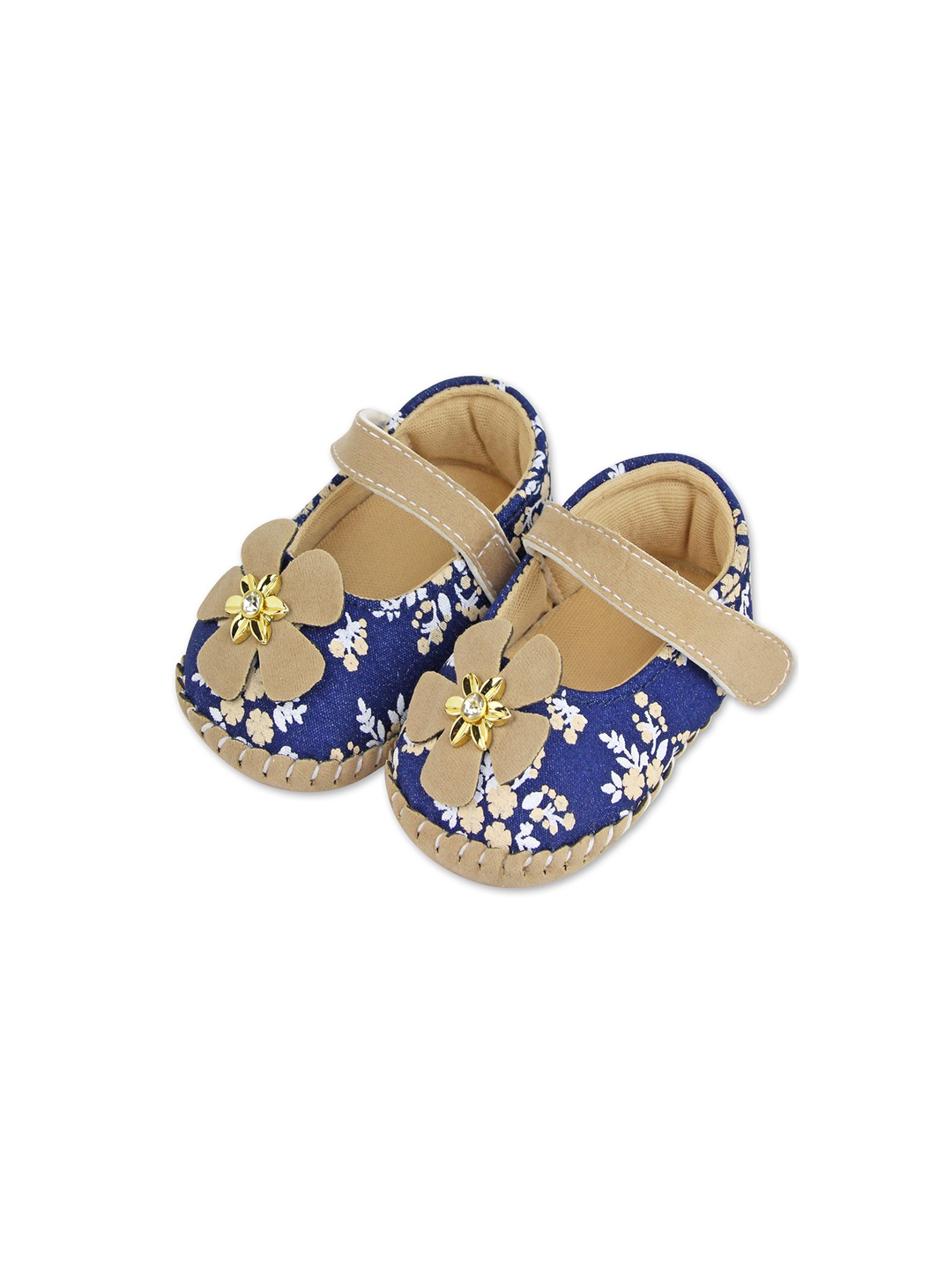 

BAESD Infant Girls Printed Flower Detailed Booties, Beige