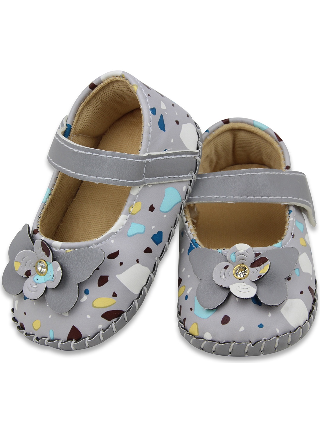 

BAESD Infants Printed Embellished Detail Booties, Grey