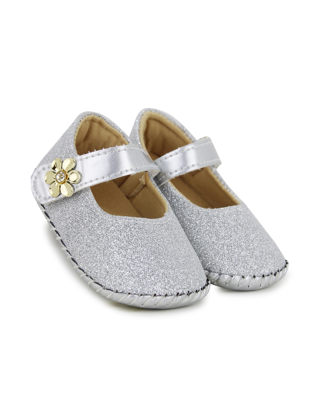 

BAESD Infants Girls Self Design Booties, Silver