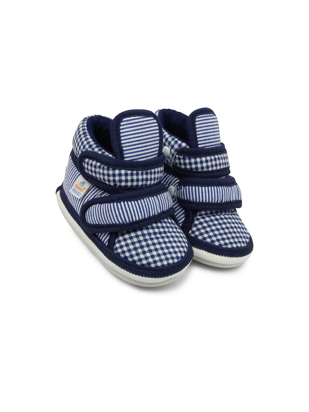 

BAESD Infants Checked Booties, Navy blue