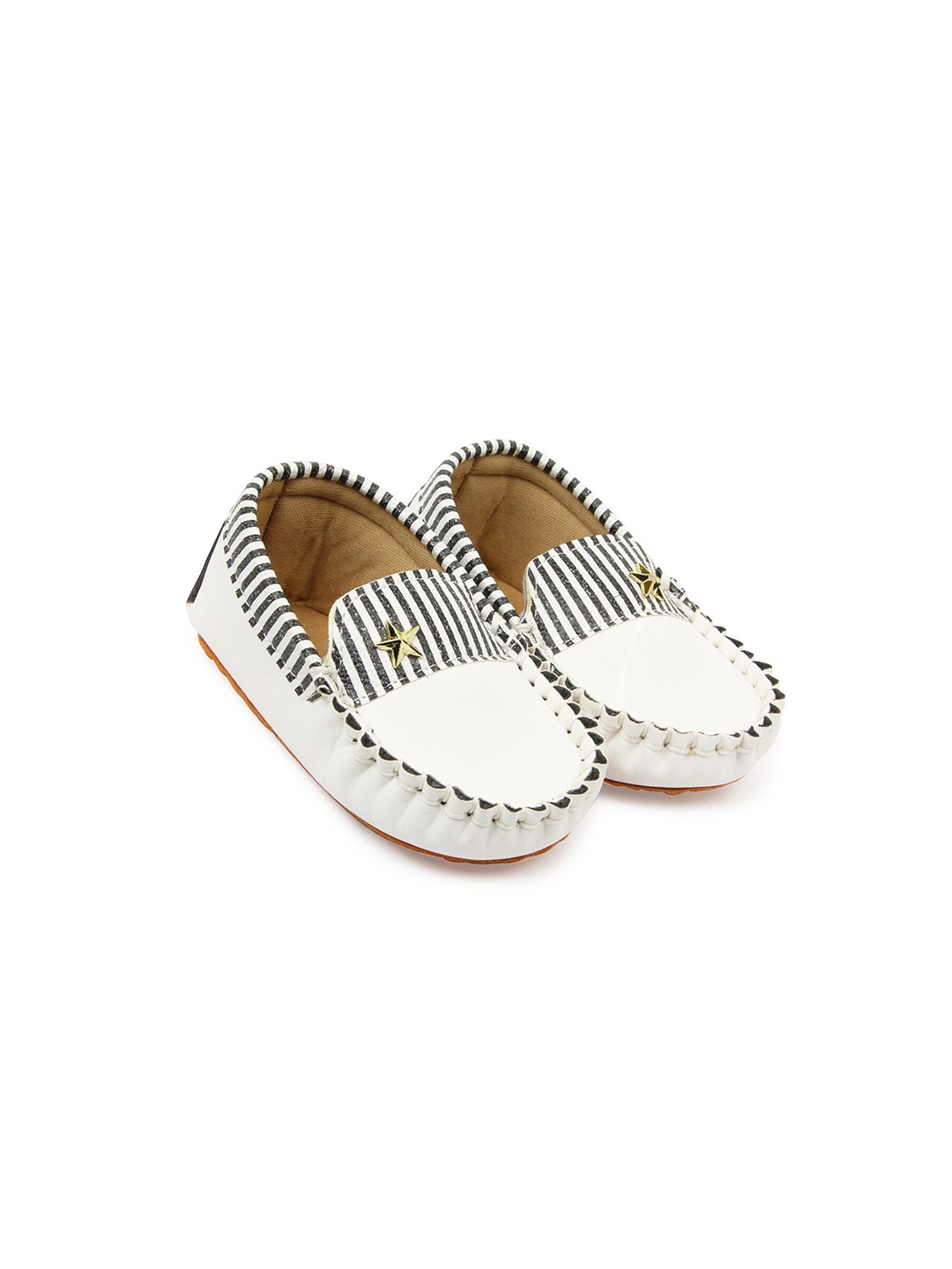 

BAESD Infant Boys Striped Loafer Booties, White
