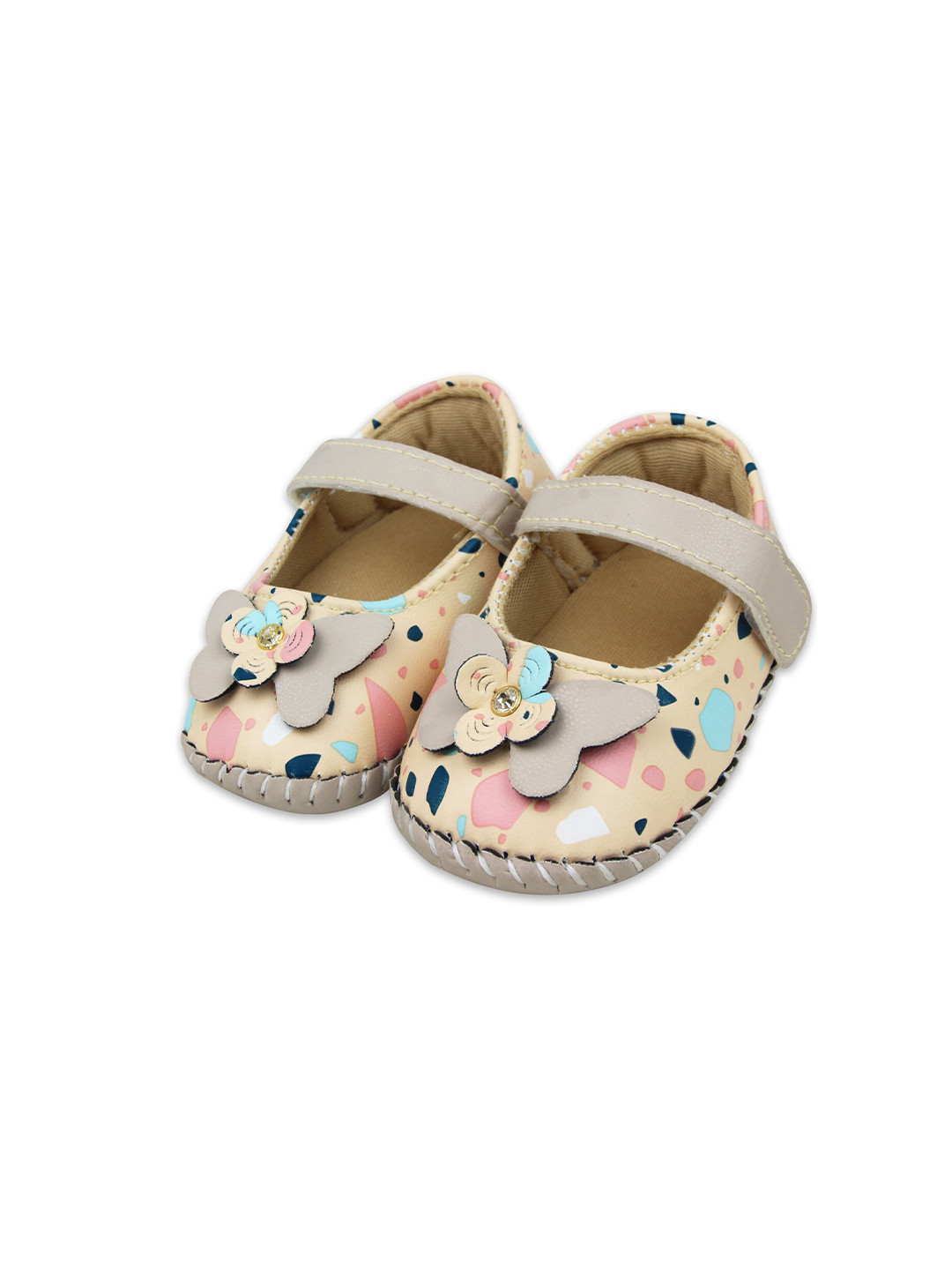 

BAESD Infant Girls Printed Embellished Booties, Beige