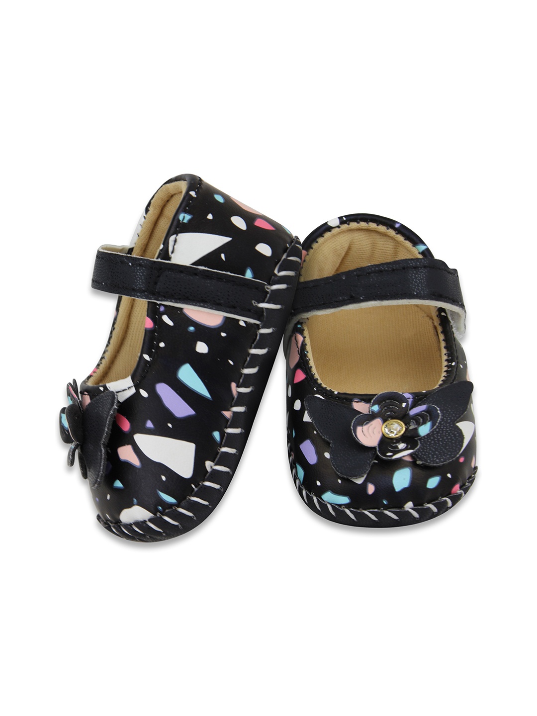 

BAESD Infants Girls Printed Cotton Booties, Black