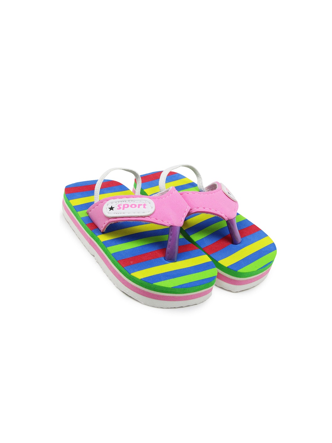 

BAESD Infants Striped Musical Anti Skid Thong Flip Flop, Pink