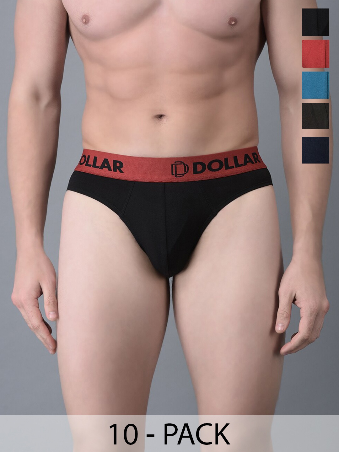 

Dollar Bigboss Men Solid Pack of 10 Shuffle Intellisoft Cotton Spandex Brief, Assorted
