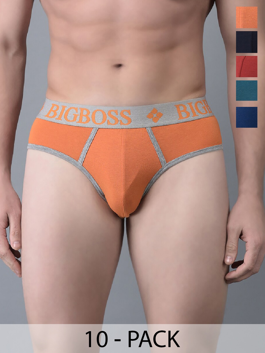 

Dollar Bigboss Men Solid Pack of 10 Shuffle Intellisoft Cotton Modal Brief, Assorted