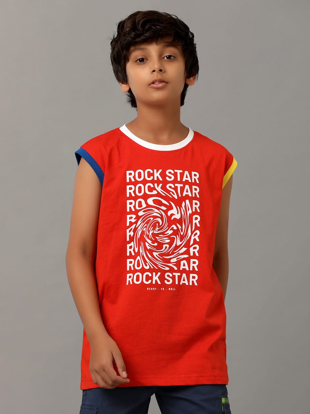 

UNDER FOURTEEN ONLY Boys Typography Printed Round Neck Cotton T-shirt, Orange
